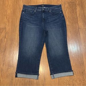 NYDJ Marilyn Straight Lift and Tuck Dark Wash Denim Cropped Capri Jeans Sz 16